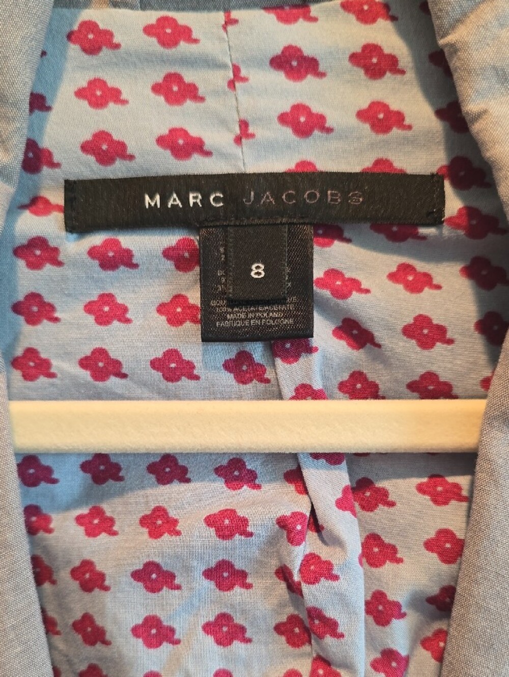 Marc Jacobs Light Gray Single-Button Blazer with Pink Accents - Picture 2 of 5